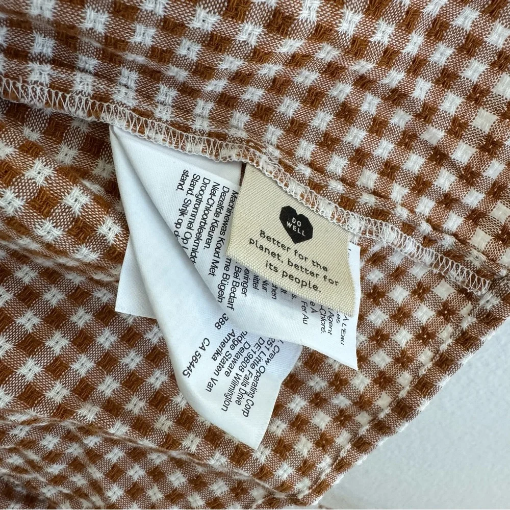 Madewell Brown Gingham puff sleeve Wrap Dress - Picture 5 of 8